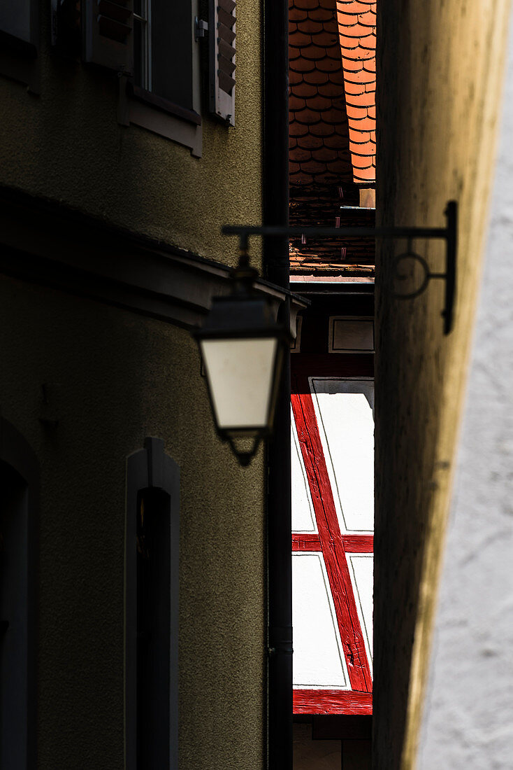 An old half-timbered house in the guild corner in the historical Old Town, Wangen im Allgaeu, Baden-Wuerttemberg, Germany