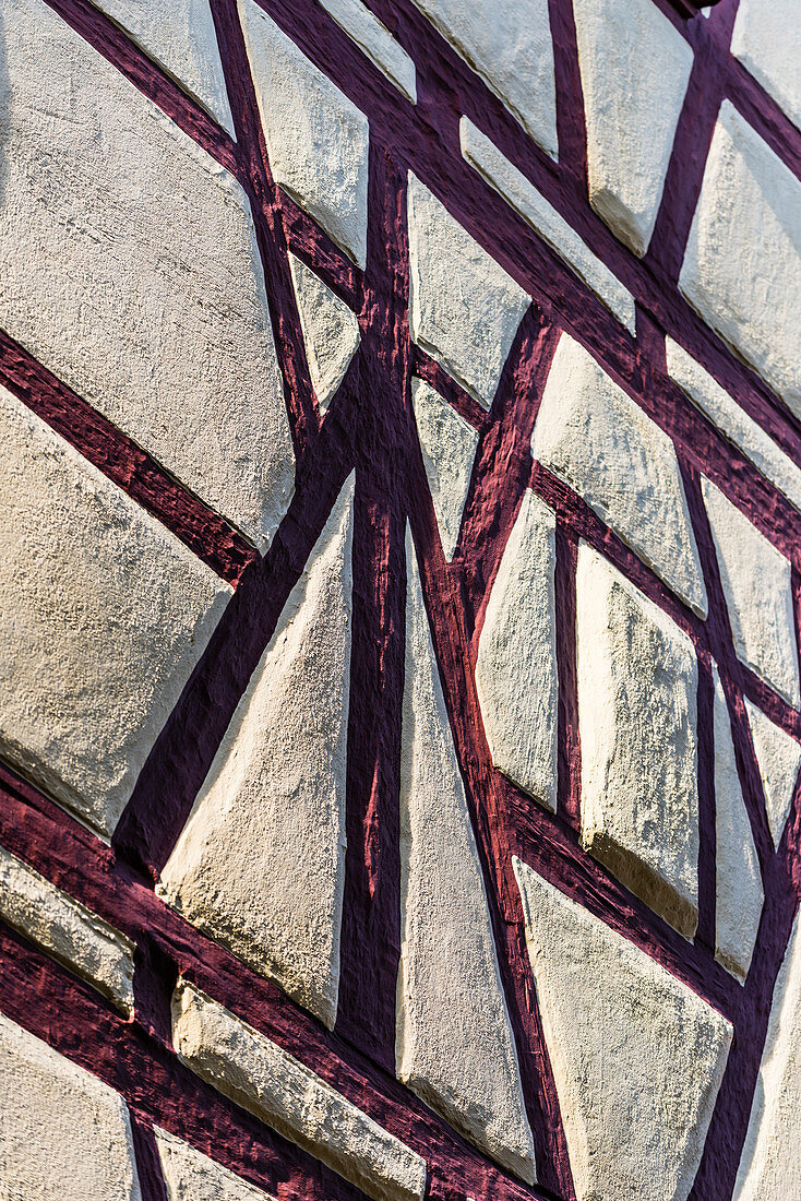 Facade of a half-timbered house in the historical Old Town, Rothenburg ob der Tauber, Bavaria, Germany