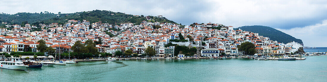 A city on a greek island along the Aegean Sea, Panormos, Greece