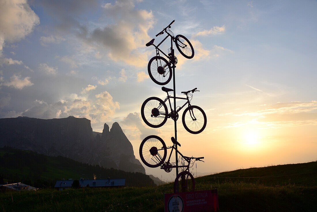 auf der Seiseralm mit Schlern, Dolomiten, Südtirol, Italien