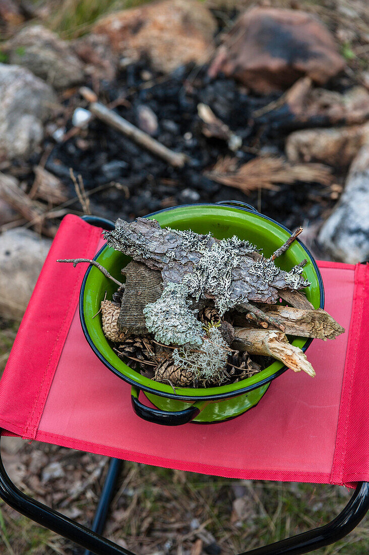 Collected bark for a camp fire, Dalarna, Sweden