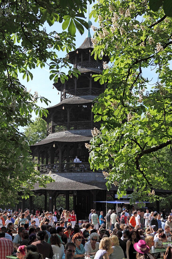 Chinese Tower in the English Garden, Chinesischer Turm, Englischer Garten, Munich, Bavaria, Germany