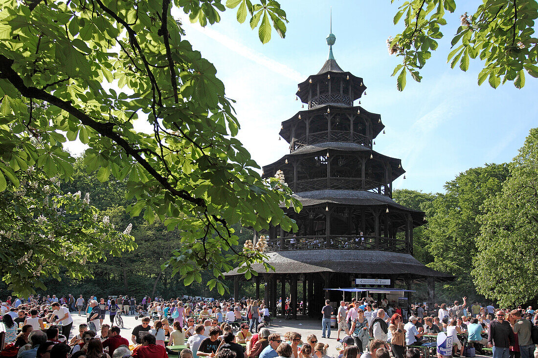 Chinese Tower in the English Garden, Chinesischer Turm, Englischer Garten, Munich, Bavaria, Germany