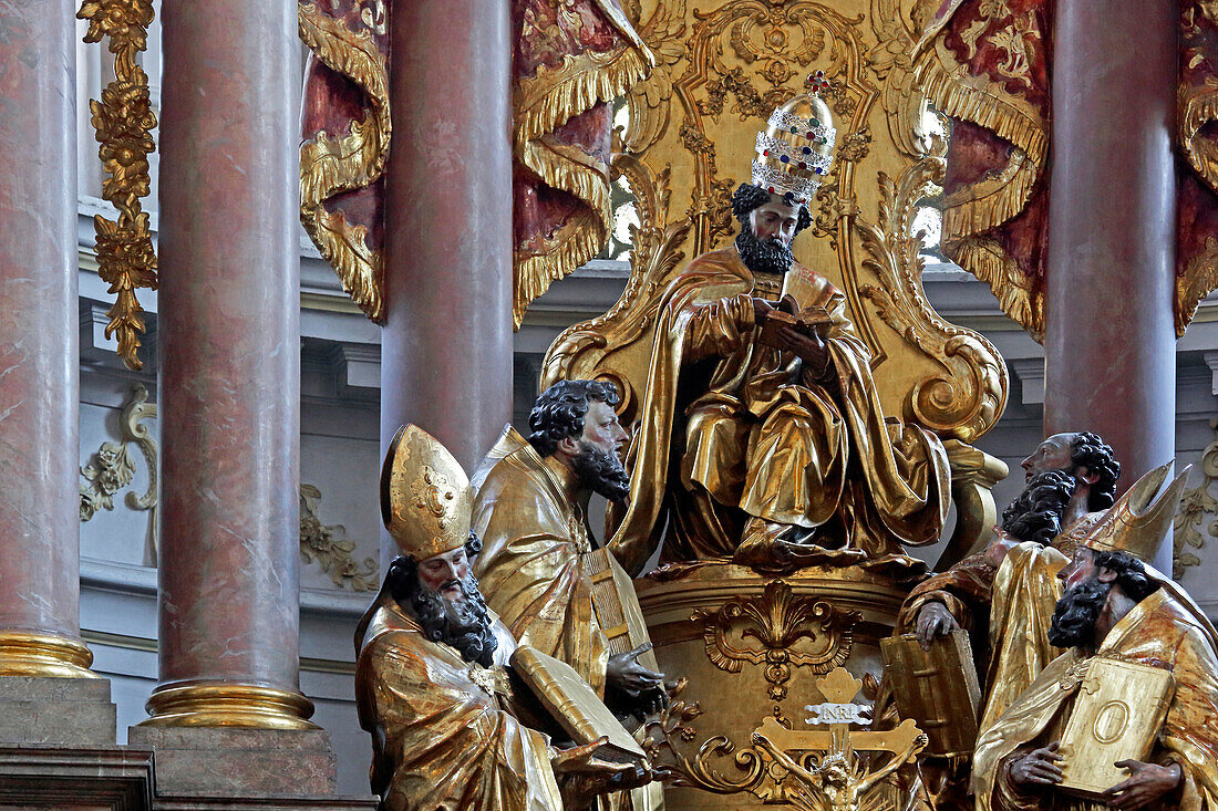 Main altar in St Peter's church, Munich, Bavaria, Germany