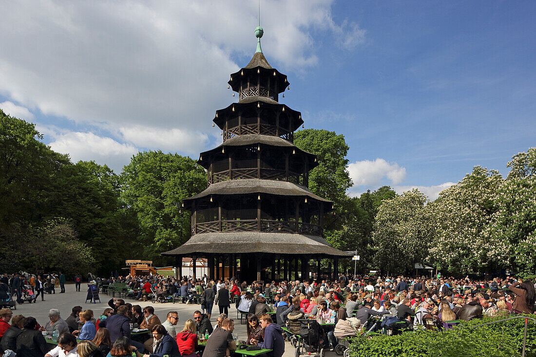 Chinese Tower in the English Garden, Chinesischer Turm, Englischer Garten, Munich, Bavaria, Germany
