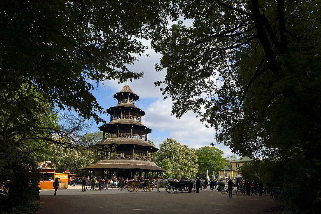 Chinese Tower, English Garden, Englischer Garten, Munich, Bavaria, Germany