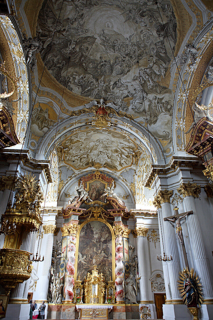 Interior of the church, Damenstiftskirche St. Anna, Damenstiftsstrasse, Munich, Bavaria, Germany