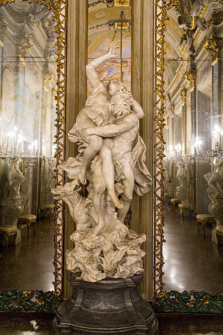 Hall of mirrors in Palazzo Reale in Via Garibaldi, museum, Royal Palace, city Genoa, Liguria, Italy