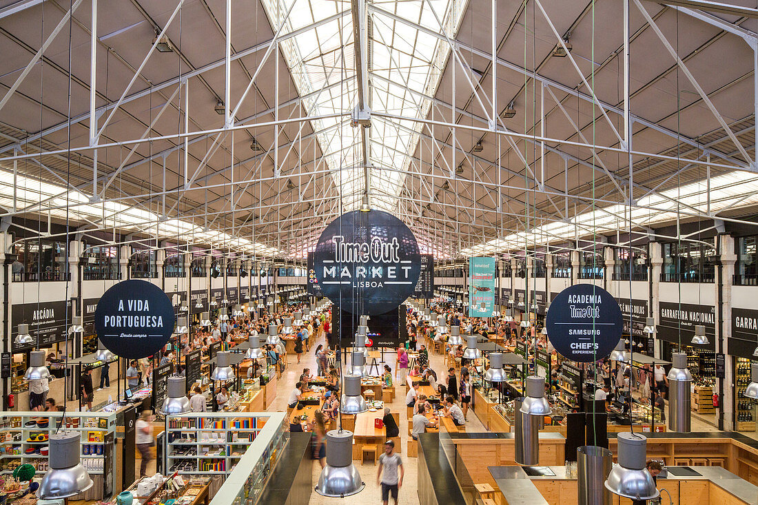 Time Out Market, Food court, food hall in Mercado de Ribeira, Lisbon, Portugal