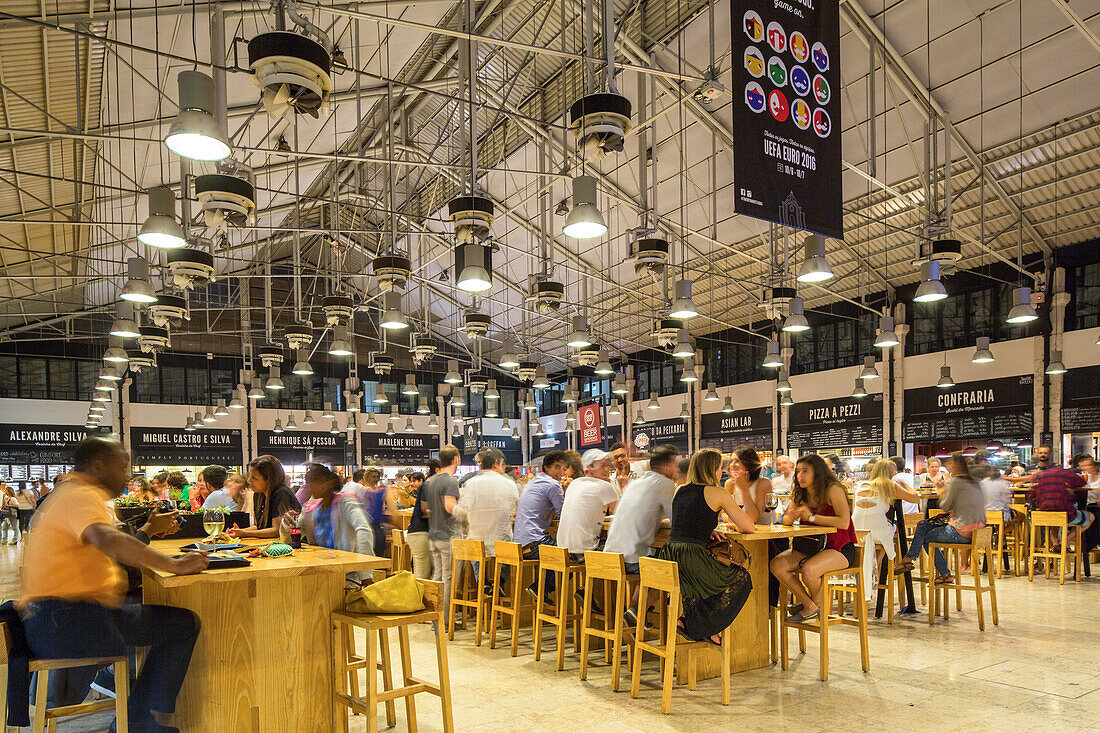 Time Out Market, Food court, food hall in  Mercado de Ribeira, Lisbon, Portugal