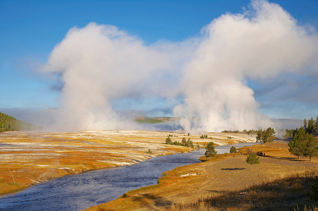 Midway Geyser Basin , Firehole River , Yellowstone National Park , Wyoming , U.S.A. , America