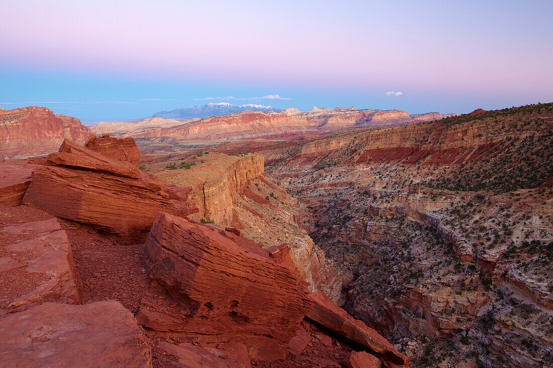 Sunset at Panorama Point , Henry Mountains , Waterpocket Fold , Capitol Reef National Park , Utah , Arizona , U.S.A. , America