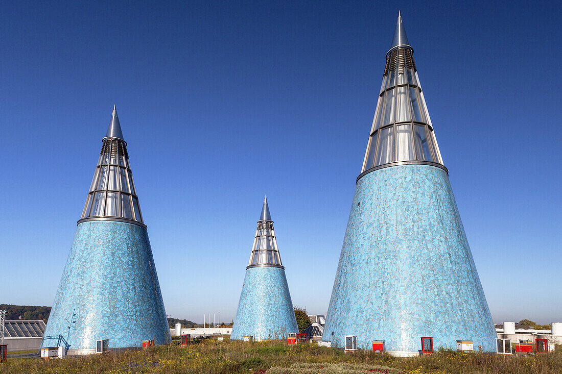 Markante Lichtschächte der Kunst- und Ausstellungshalle der Bundesrepublik, Bonn, Mittelrheintal, Nordrhein-Westfalen, Deutschland, Europa