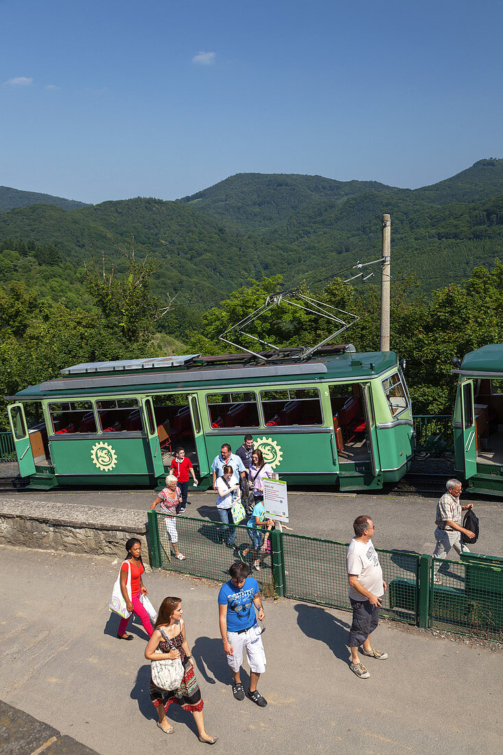 Rach railway to castle Burg Drachenfels, Koenigswinter, Middle Rhine Valley, North Rhine-Westphalia, Germany, Europe