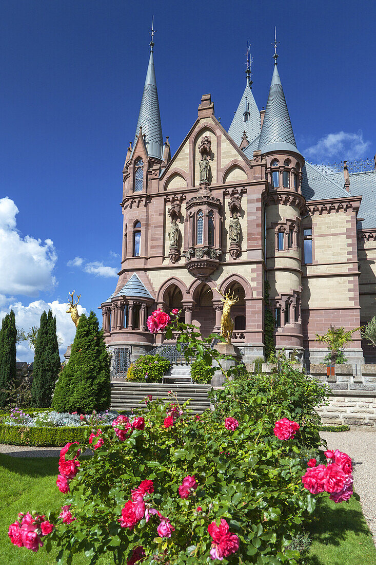 Drachenburg Castle on the Drachenfels in Koenigswinter, Middle Rhine Valley, North Rhine-Westphalia, Germany, Europe