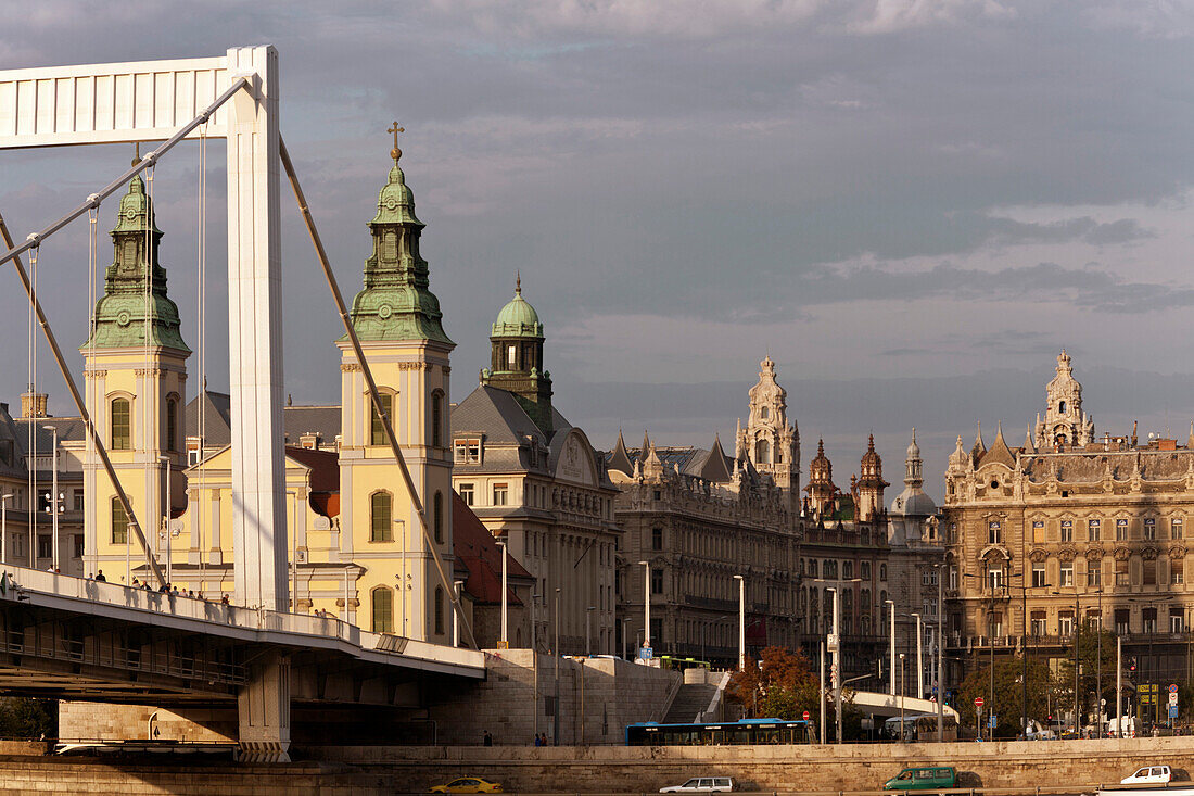 Elizabeth Bridge and Pest riverfront, Budapest, Hungary