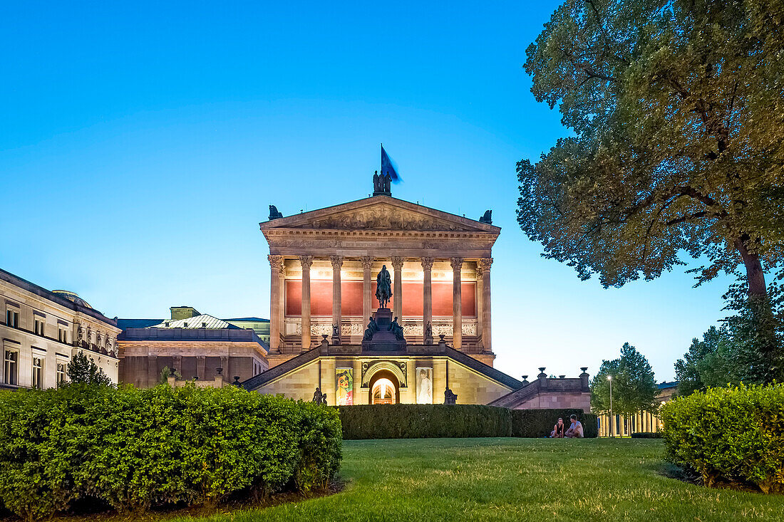 Alte Nationalgalerie at night, Museum Island, Berlin, Germany