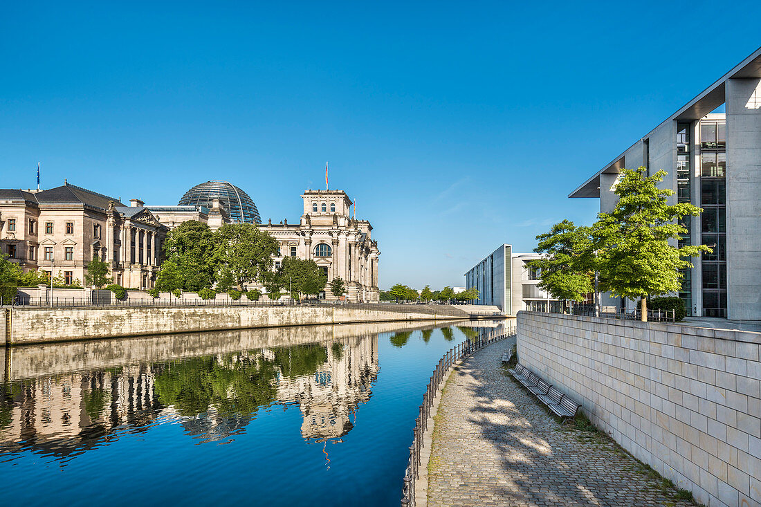 Reichstag, Paul Loebe Haus and River Spree, Berlin, Germany