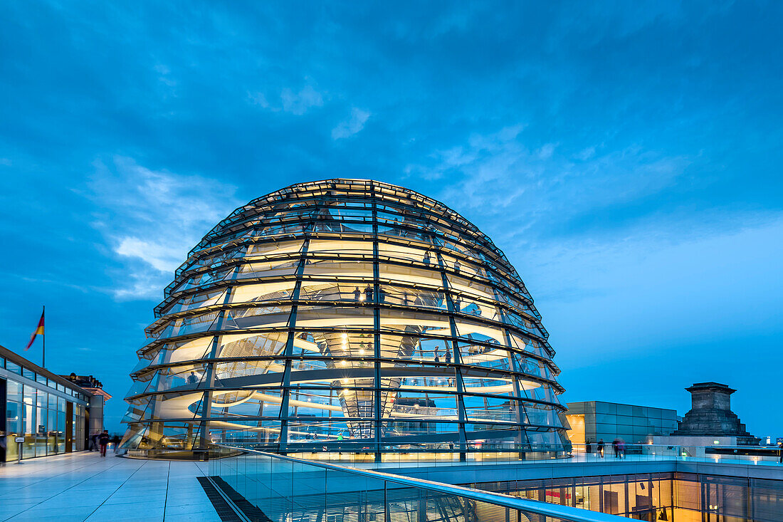 Dome of the Reichstag building at night, Berlin, Germany