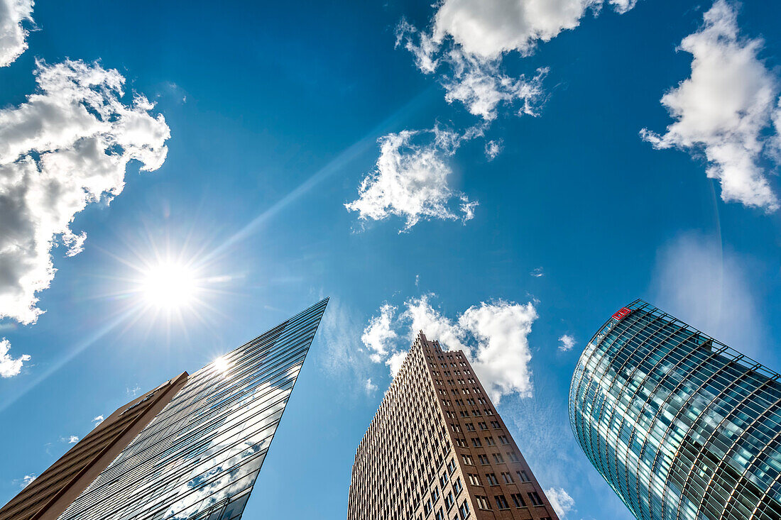 Potsdamer Platz towards the sky, Berlin, Germany