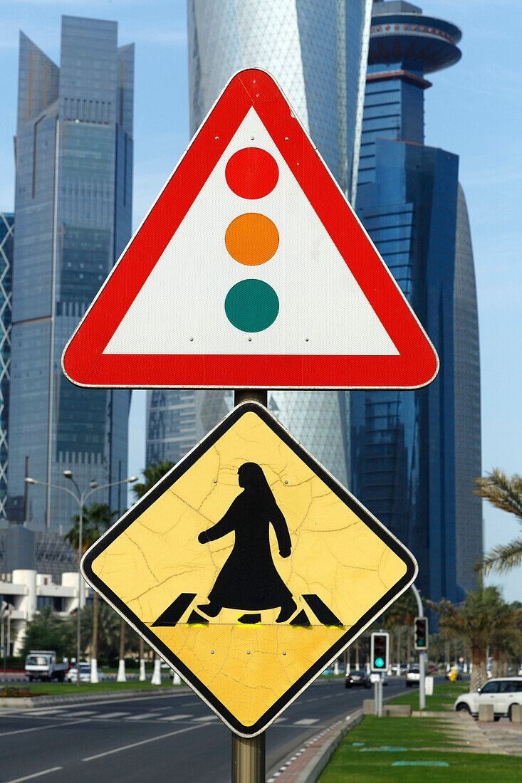 Crosswalk signs in Doha, Qatar