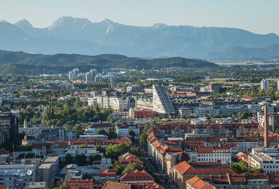 Aerial view of Ljubljana cityscape, Ljubljana, Slovenia