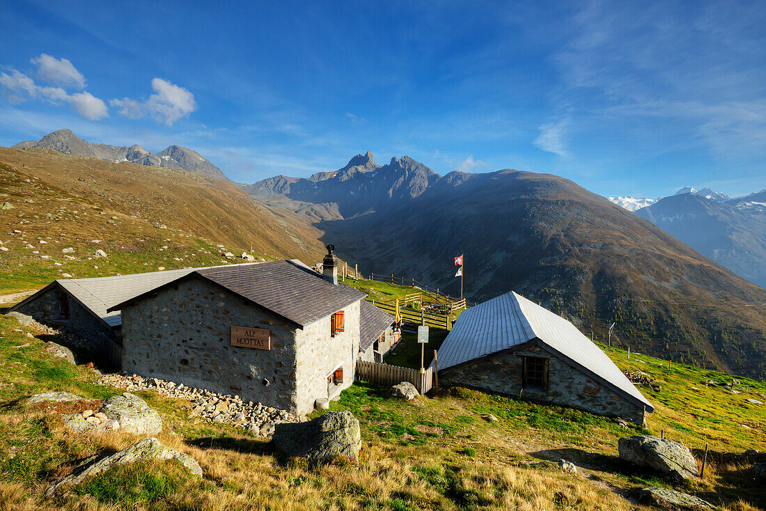 Alp Muottas with Piz Muragl, Pontresina, Engadine, Canton Grisons, Switzerland