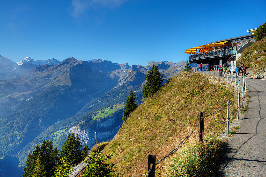 Panoramic-view restaurant at Schynige-Platte,  Wilderswil, Bernese alps, Canton Berne, Switzerland