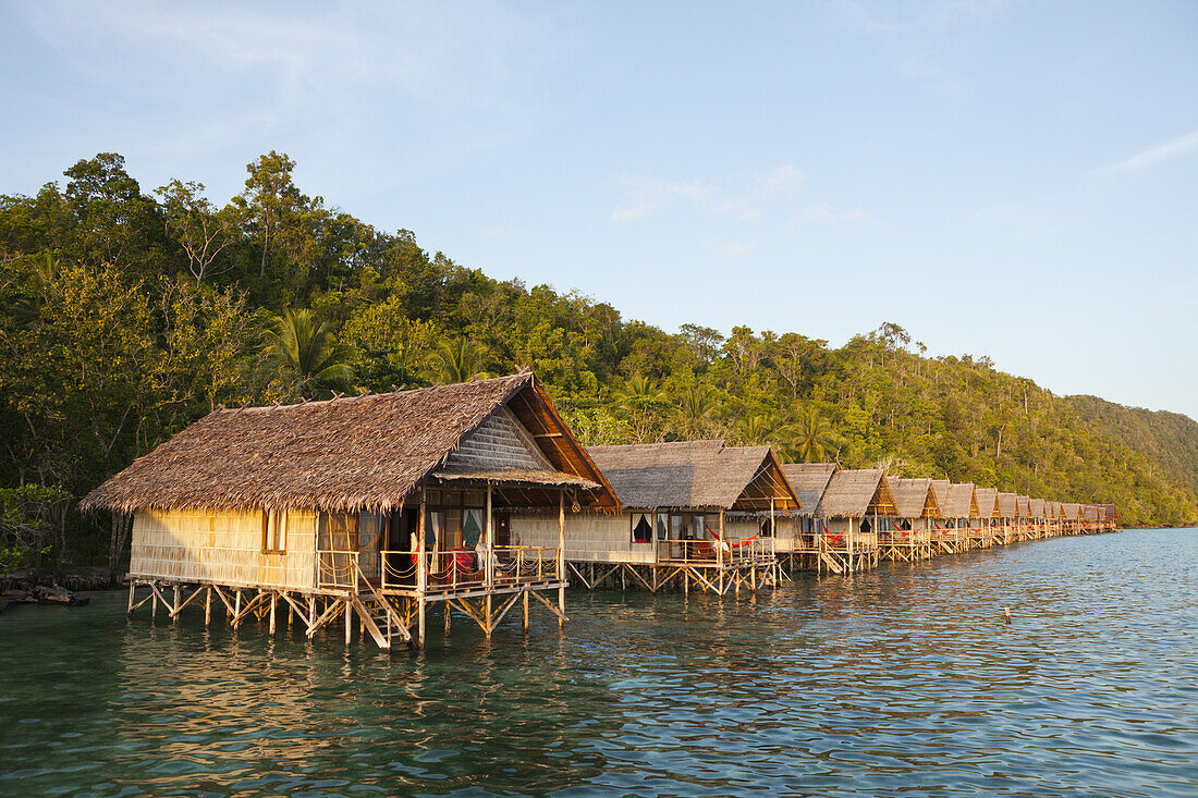 Bungalows of Papua Explorers Resort, Gam, Raja Ampat, West Papua, Indonesia