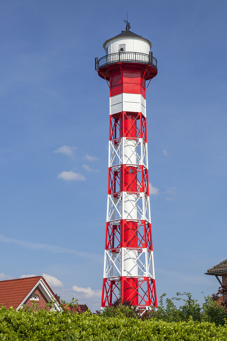 Leuchtturm Somfletherwisch bei Jork, Wisch, Altes Land, Niedersachsen, Norddeutschland, Deutschland, Europa