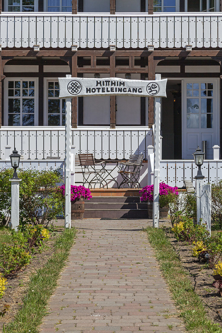 Hotel Hitthim am Hafen in Kloster, Insel Hiddensee, Ostseeküste, Mecklenburg-Vorpommern,  Norddeutschland, Deutschland, Europa