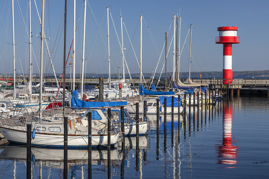 Harbour and beacon in Eckernförde, Baltic coast, Schleswig-Holstein, Northern Germany, Germany, Europe