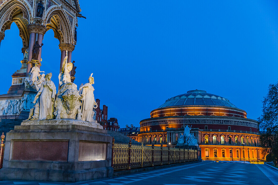The Albert Memorial in front of the Royal Albert Hall, London, England, United Kingdom, Europe