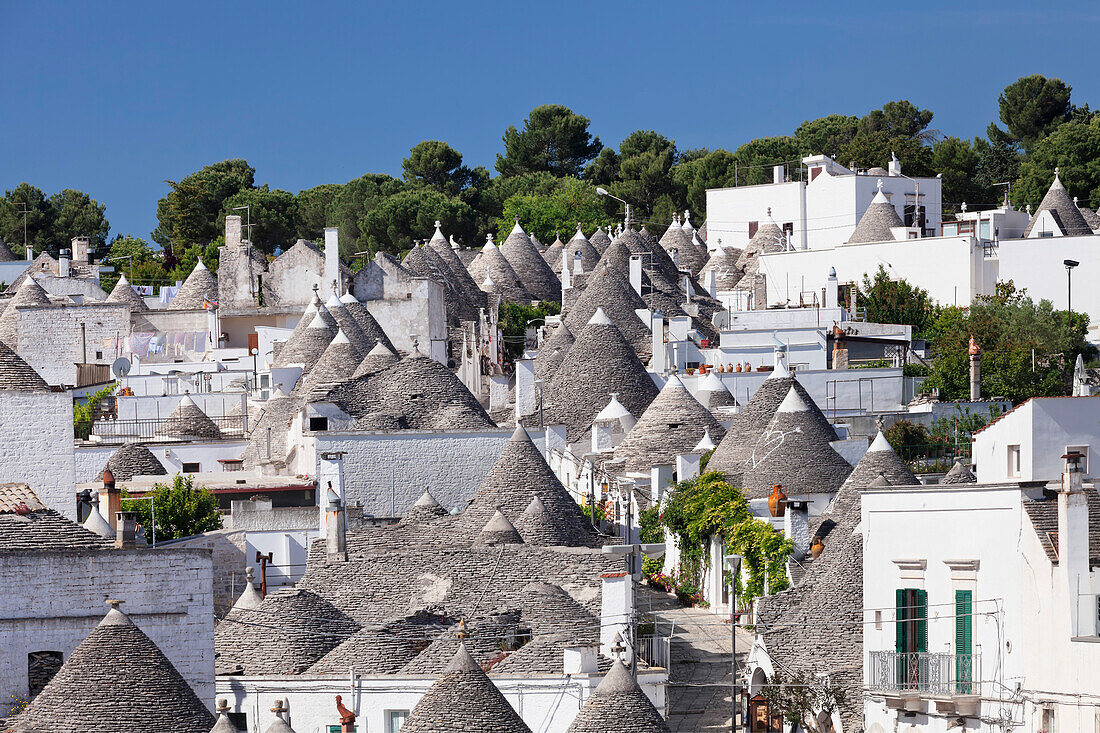 Trulli, traditional houses, Rione Monti area, Alberobello, UNESCO World Heritage Site, Valle d'Itria, Bari district, Puglia, Italy, Europe