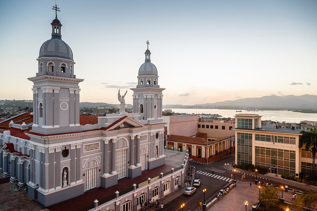 Nuestra Senora de la Asuncion Cathedral at Parque Cespedes, Santiago de Cuba, Cuba, West Indies, Caribbean, Central America