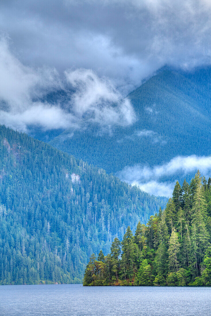 Cresent Lake, Aurora Ridge in the background, Olympic National Park, UNESCO World Heritage Site, Washington, United States of America, North America