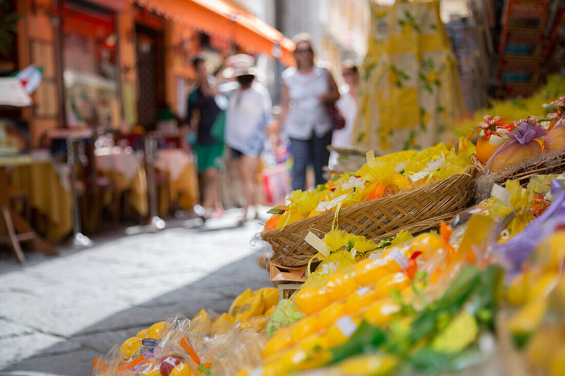 Shopping on Via C Cesario, Sorrento, Campania, Italy, Europe