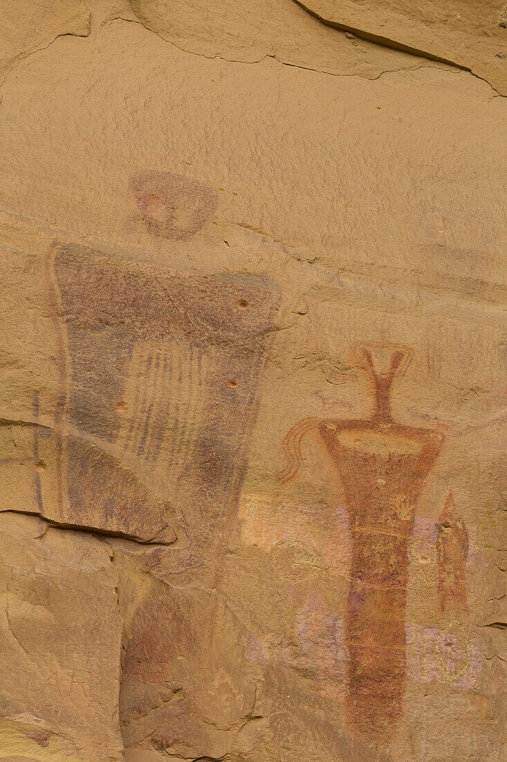 Rock Art, Anthropomorph Bilder, 600AD bis 1250AD, Sego Canyon, Süd-Utah, Vereinigte Staaten von Amerika, Nordamerika