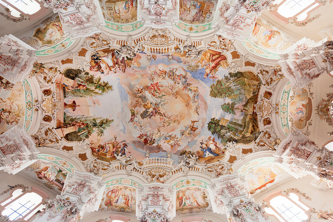 Ceiling frecso, St. Peter and Paul church, Steinhausen, Upper Swabian Baroque Route, Upper Swabia, Baden-Wurttemberg, Germany, Europe