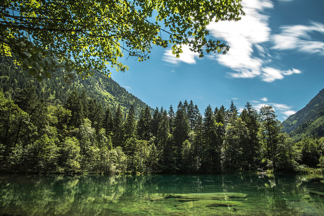 Lake Christlessee and mountain Landscape, Summer, Oberallgaeu, Allgaeu, Oberstdorf, Germany