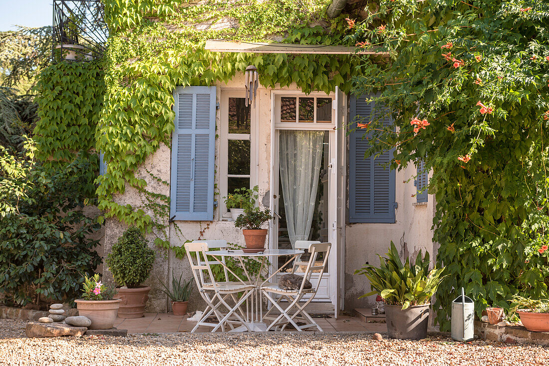 House and garden in  southern France, summer, La Bouverie, French Riviera, Cote d’Azur, France