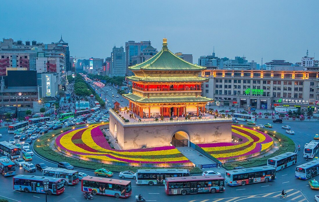 China, Provinz Shaanxi, Xi'an Stadt, Der Glockenturm.