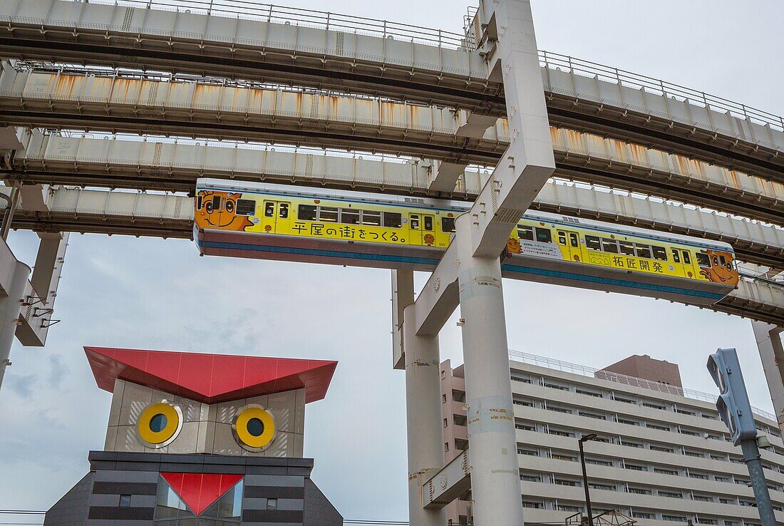 Japan, Chiba City, Hanging Monorail.