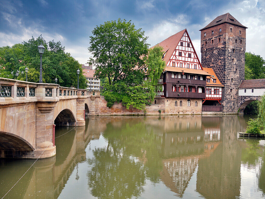 River Pegnitz in Nuremberg. Germany. Europe.