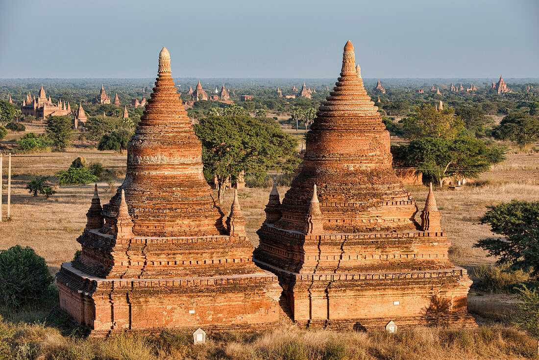 Temples in sunlight, Bagan, Myanmar.