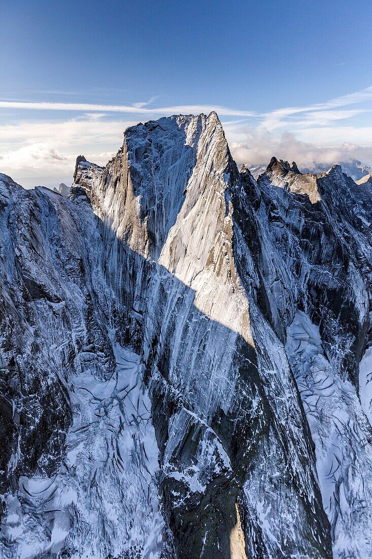 The north face of Peak Badile Masino Valley Bondasca Valley, Border Italy- Switzerland Europe.