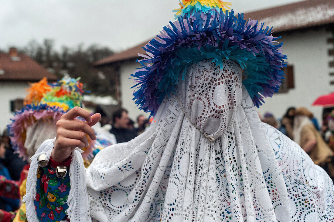 Detail of the guise of a character Lantz carnival known as txatxos accompanying the main entourage.