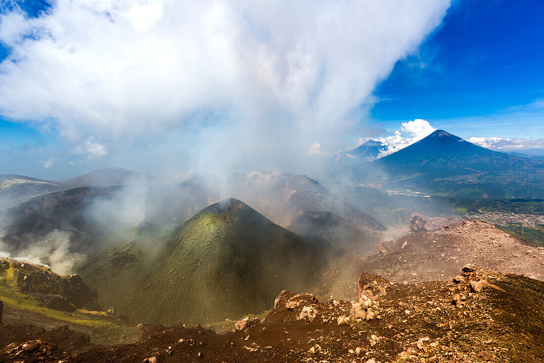 On the summit of the active Pacaya Volcano, Guatemala, Central America
