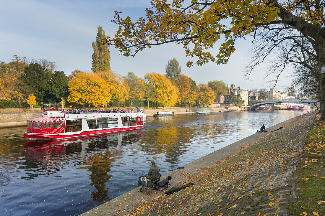 Autumn along the River Ouse in City Centre, York, Yorkshire, England, United Kingdom, Europe