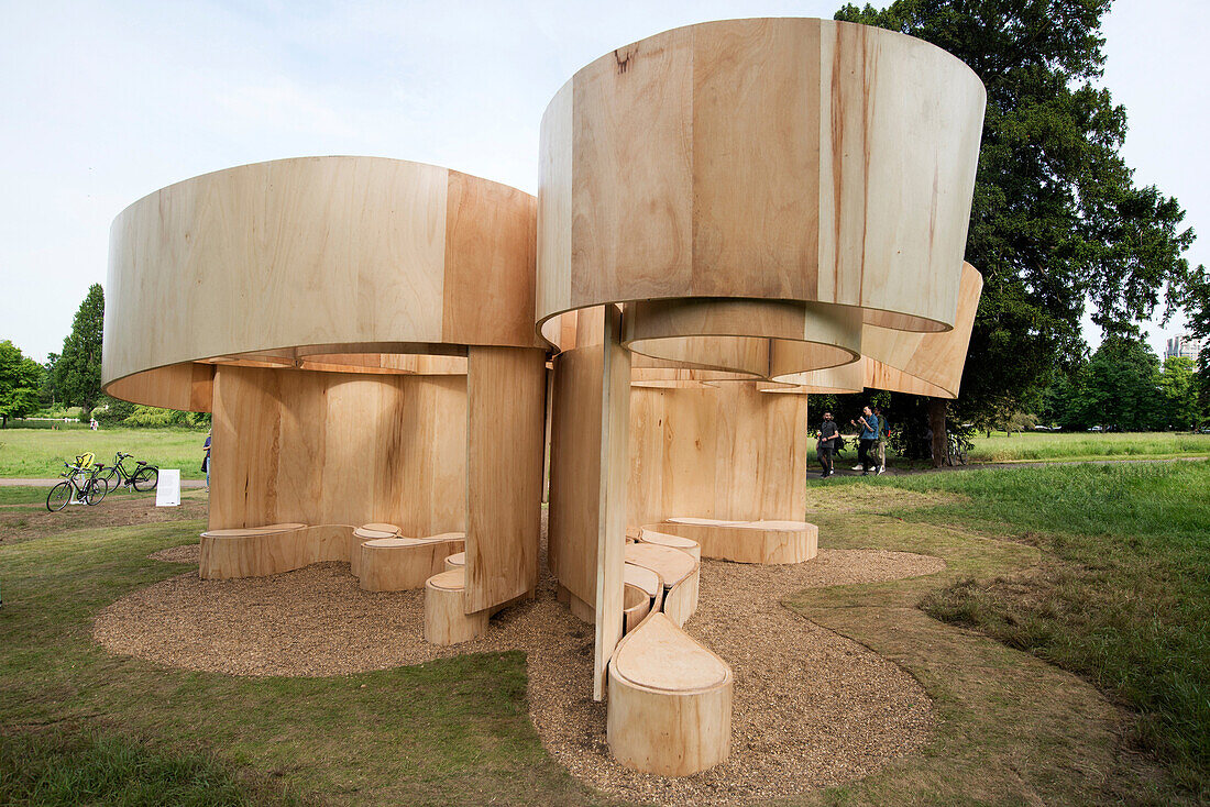 One of the 2016 Serpentine Summer Houses, by Barkow Leibinger, Serpentine Gallery, Hyde Park, London W2, England, United Kingdom, Europe